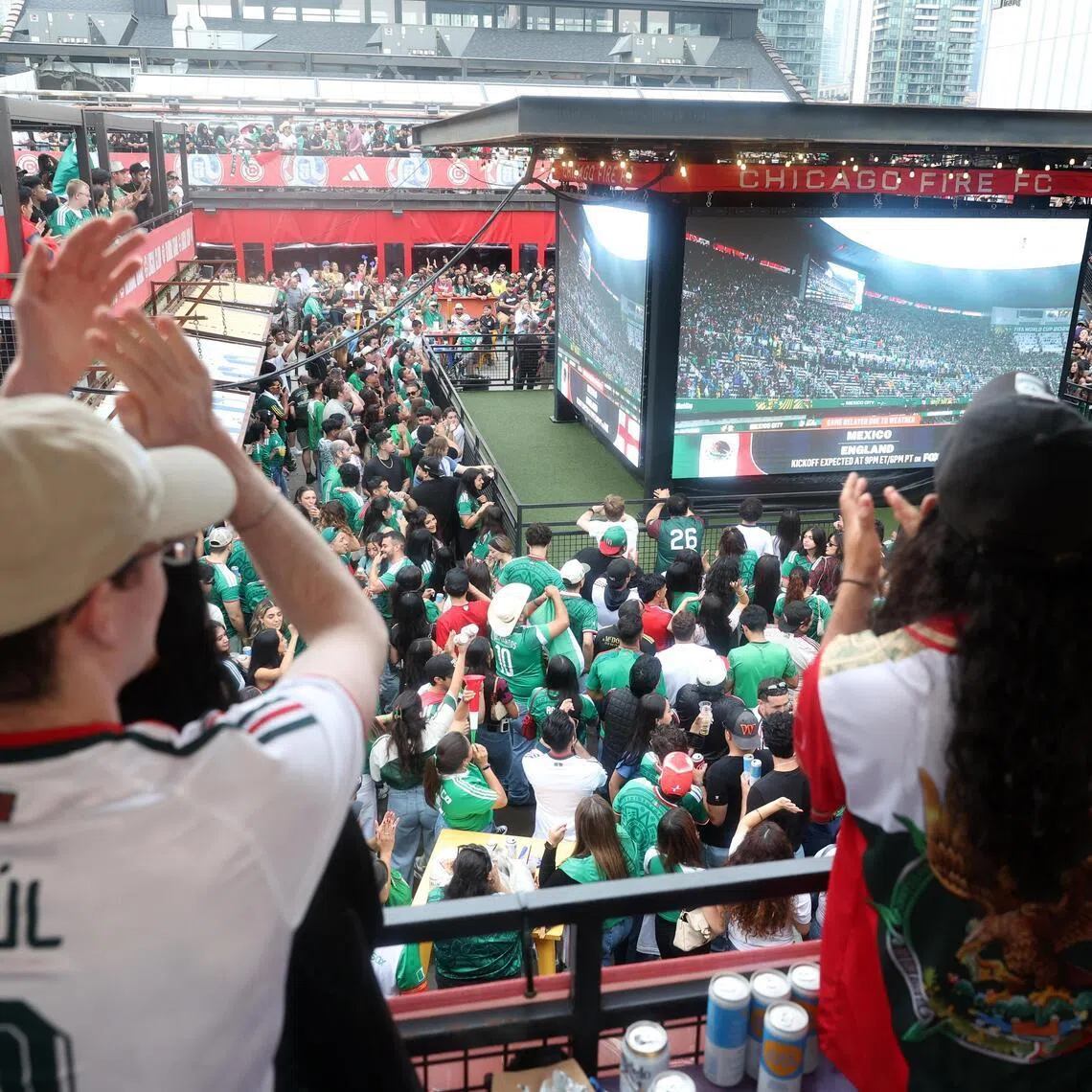 Mexico fans in Chicago cheer on for the match between Mexico and England on July 5.