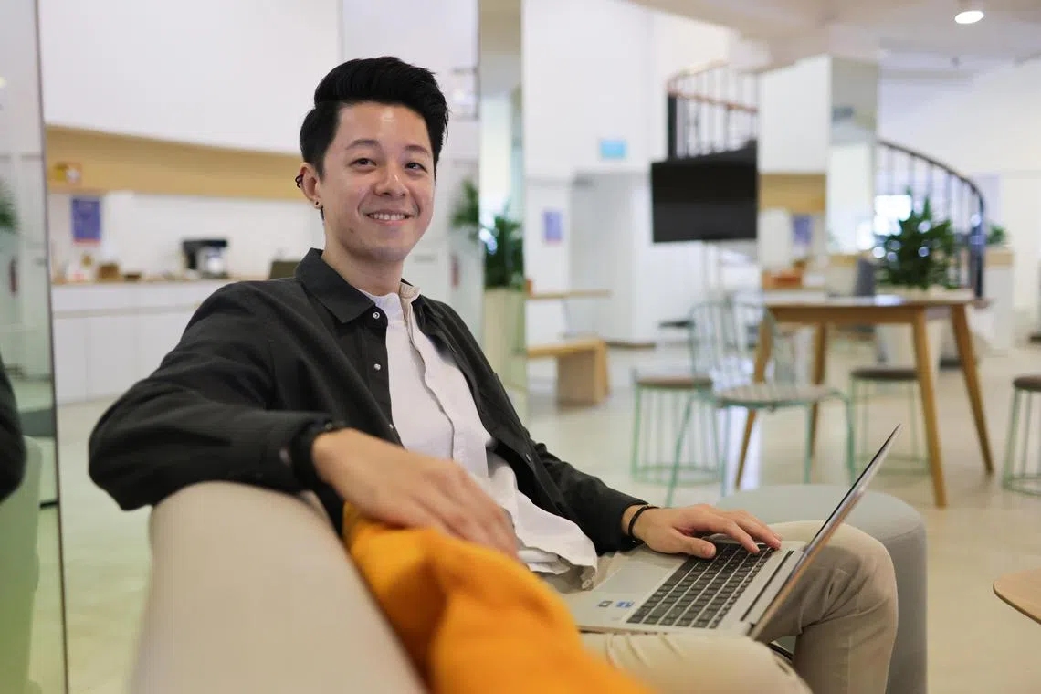 Mr Ken Chionh, 31, a senior account manager at Rice Communications, worked remotely in the United Kingdom in November 2022.. ST PHOTO: GIN TAY 