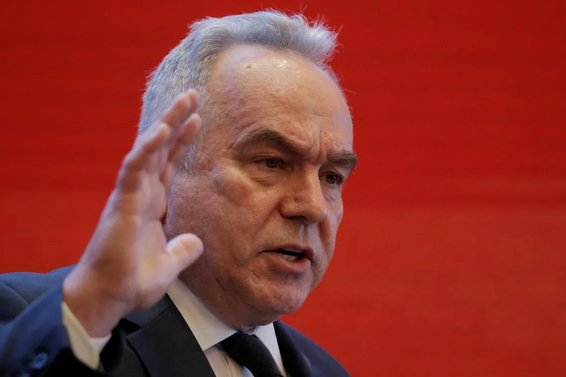 FILE PHOTO: The Asia Group  Chairman and CEO Kurt M. Campbell attends the China Development Forum in Beijing, China March 23, 2019. REUTERS/Thomas Peter/File Photo