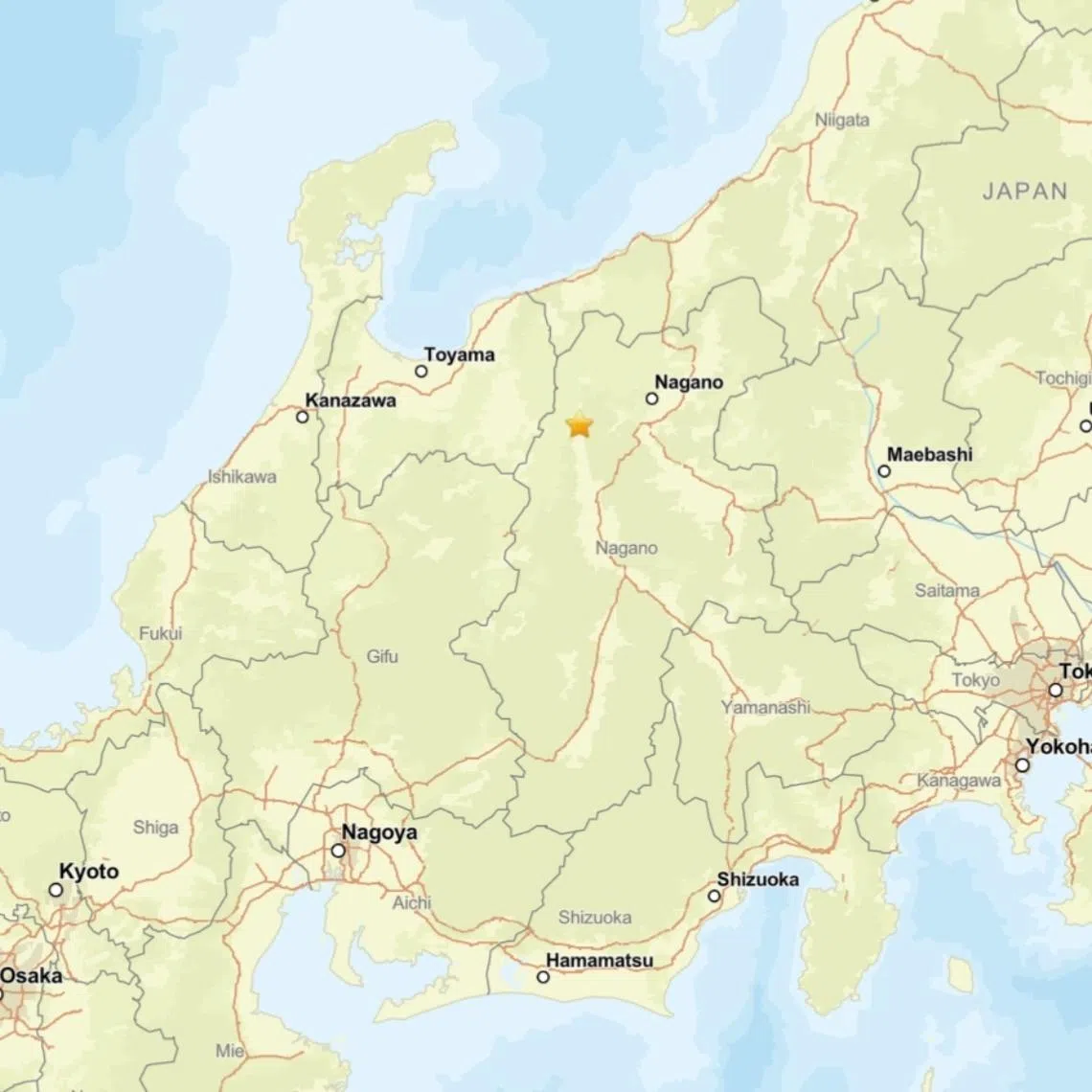 The quake hit Omachi in northern Nagano around 1.20pm (12.20pm, Singapore time).