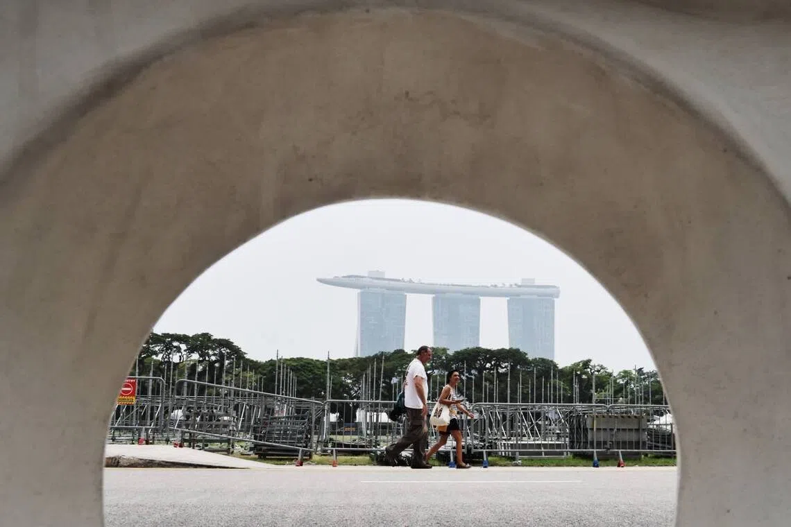 Hazy conditions seen Marina Bay Sands at about 1 pm on Oct 21.