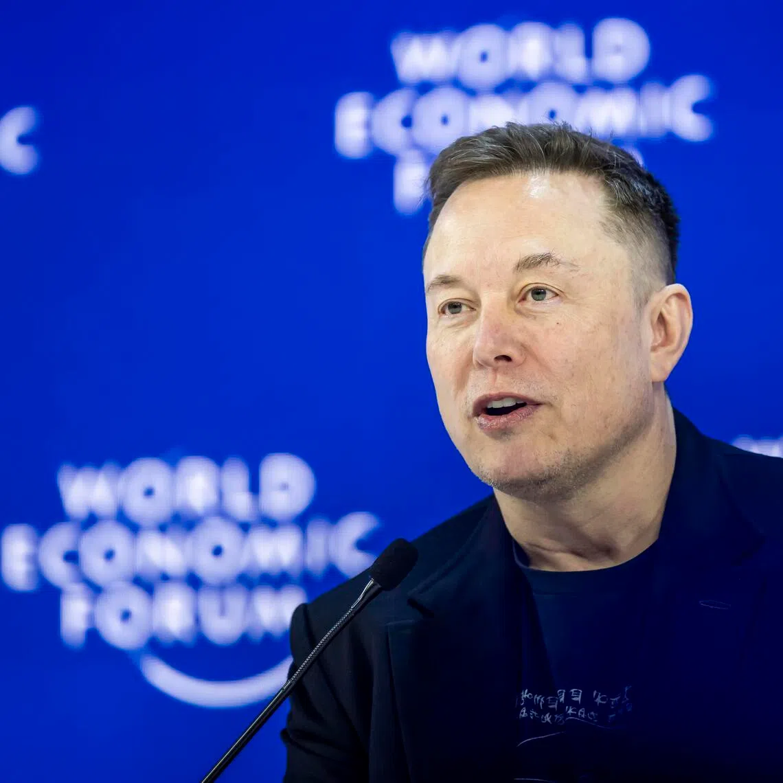 Mr Elon Musk speaks during a panel discussion during the 56th annual meeting of the World Economic Forum (WEF), in Davos, Switzerland, on Jan 22, 2026.