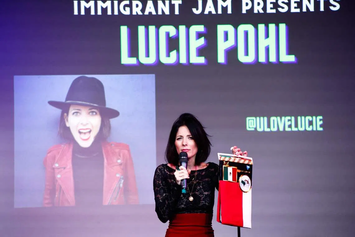 Comedian Lucie Pohl took a stab at US President Donald Trump's immigration crackdown in her comedy show on Nov 14.