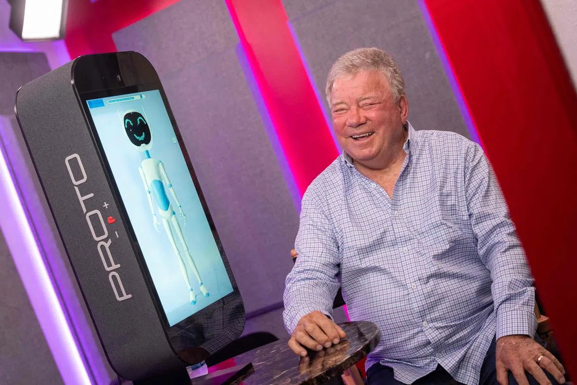 Actor William Shatner joined a Sydney conference, where his life-like image appeared in a box while he was in the US.