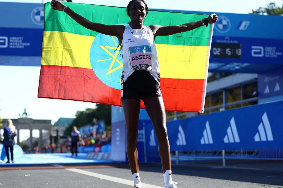 Ethiopia’s Tigist Assefa was wearing the Adizero Adios Pro Evo 1 when she set the new women's marathon record in Berlin.