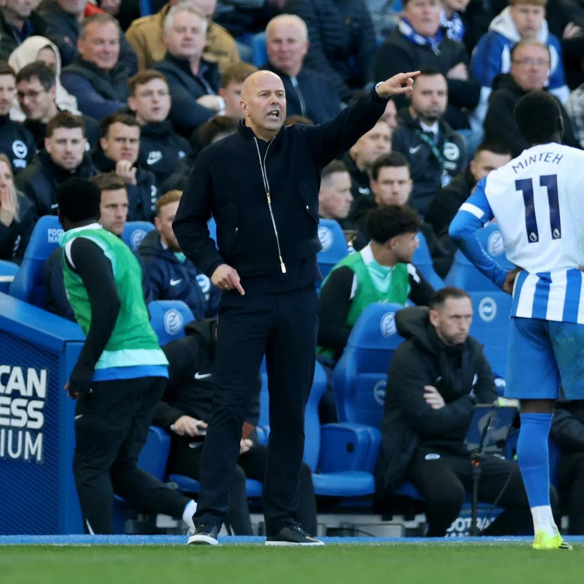 Soccer Football - Premier League - Brighton & Hove Albion v Liverpool - The American Express Community Stadium, Brighton, Britain - March 21, 2026 Liverpool manager Arne Slot reacts Action Images via Reuters/Paul Childs