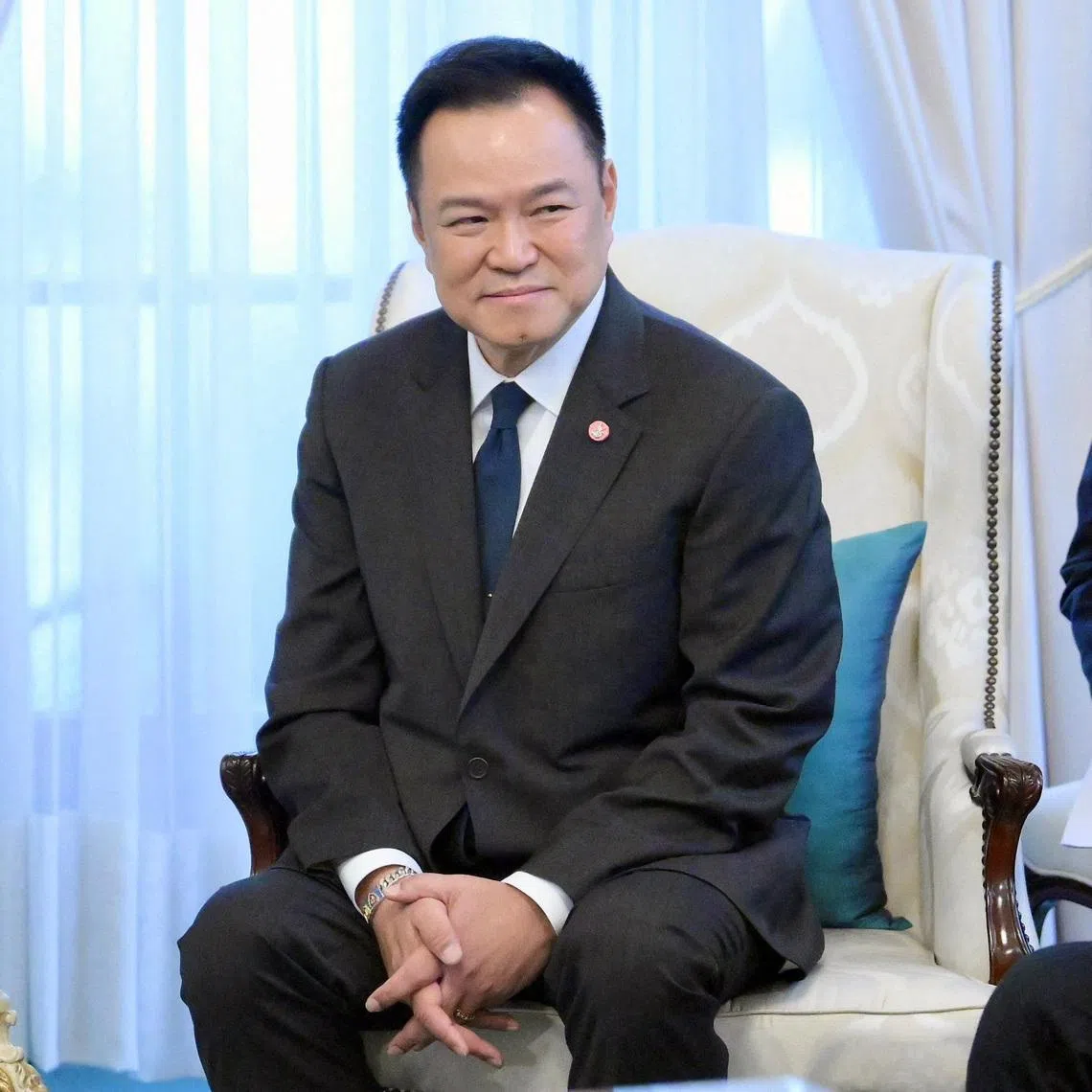 Thailand's Prime Minister Anutin Charnvirakul looks on as he meets with Chinese Foreign Minister Wang Yi at Government House, in Bangkok, Thailand,  April 24, 2026.