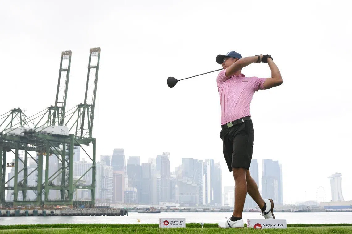 Ryan Ang from Singapore in action at Tee 5 during final day of the Singapore Open presented by The Business Times at Sentosa Golf Club’s Serapong Course on April 26, 2026. 