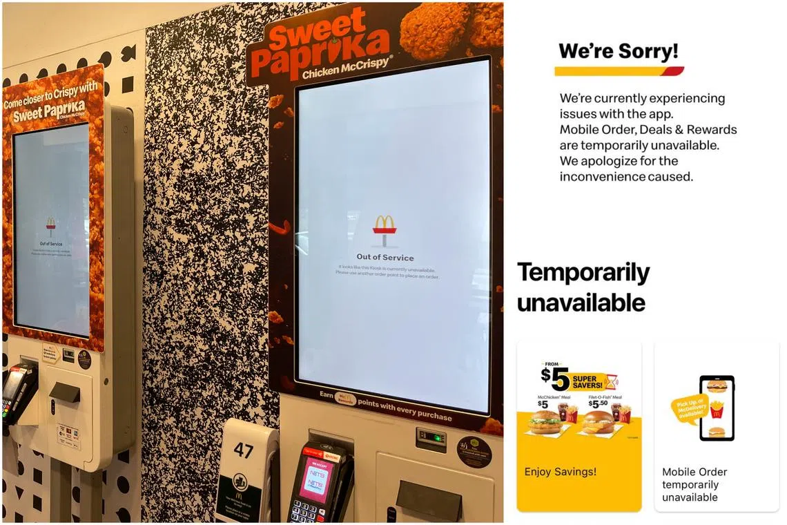 The outage appears to have affected some electronic kiosks at outlets here.