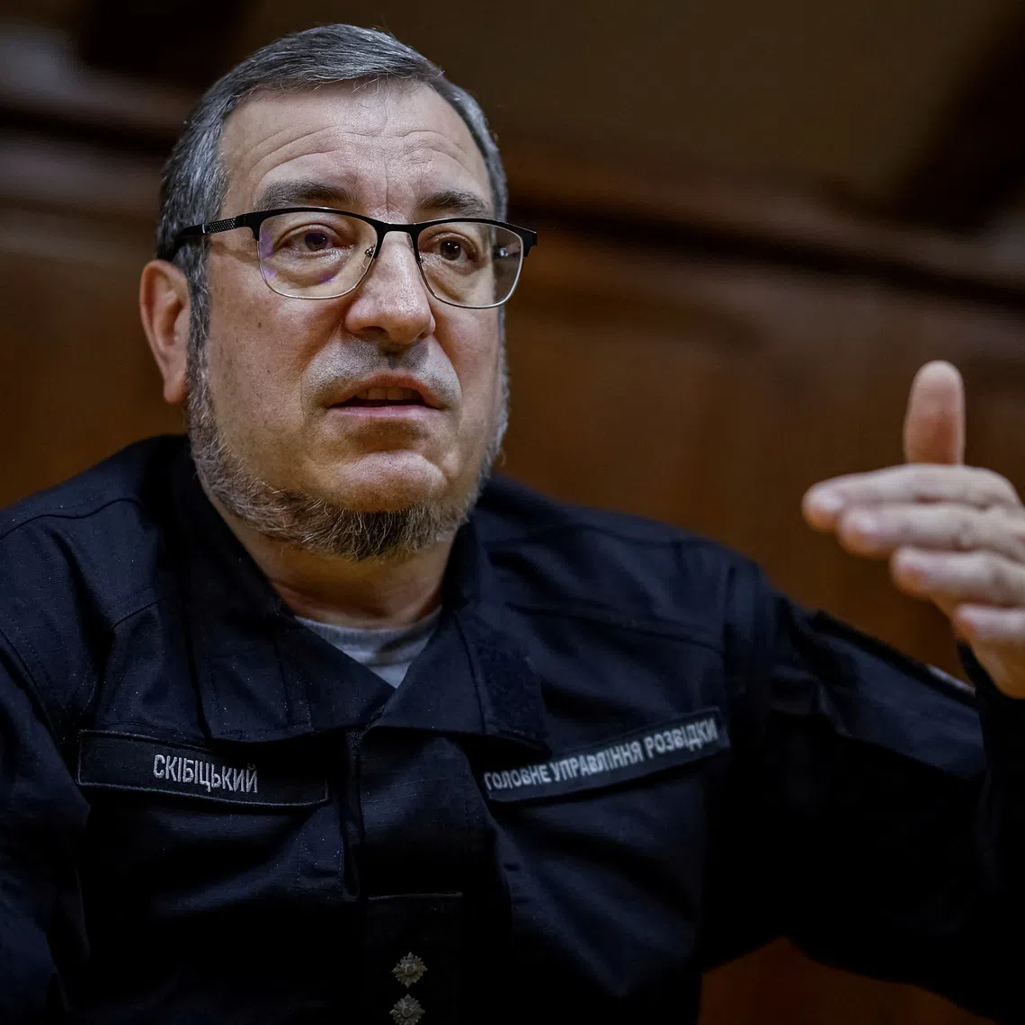 FILE PHOTO: Deputy Chief of the Defence Intelligence of Ukraine Vadym Skibitskyi speaks during an interview with Reuters, amid Russia's attack on Ukraine, in Kyiv, Ukraine, November 12, 2025. REUTERS/Alina Smutko/File Photo