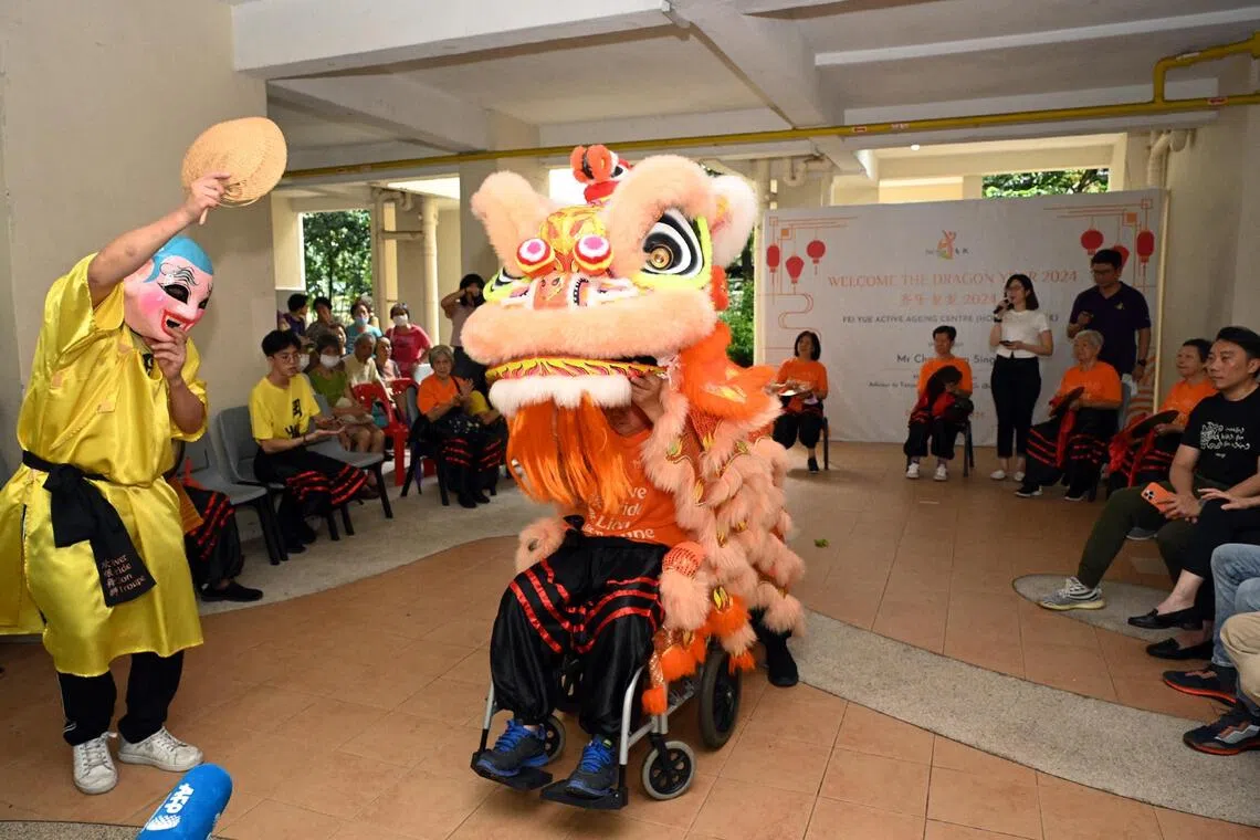 The debut performance of the Silver Pride Lion Troupe, Singapore’s first lion dance troupe for seniors, at Holland Close in 2024. 