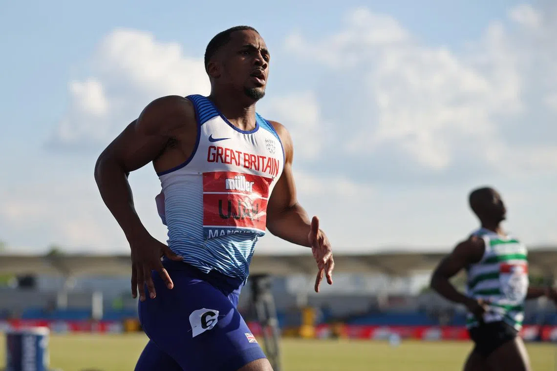 Athletics - British Athletics Championships - Manchester Regional Arena, Manchester, Britain - June 26, 2021 Britain’s Chijindu Ujah after winning the men's 100m final Action Images via Reuters/Molly Darlington