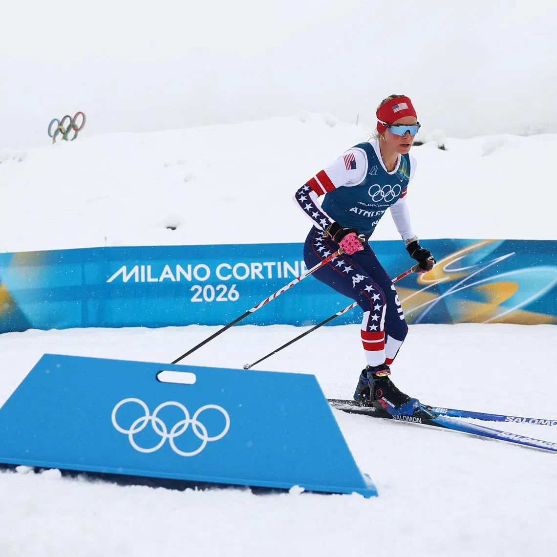 Milano Cortina 2026 Olympics - Cross-Country Skiing Training - Tesero Cross-Country Skiing Stadium, Lago, Italy - February 04, 2026 Jessie Diggins of United States during the training REUTERS/Kai Pfaffenbach