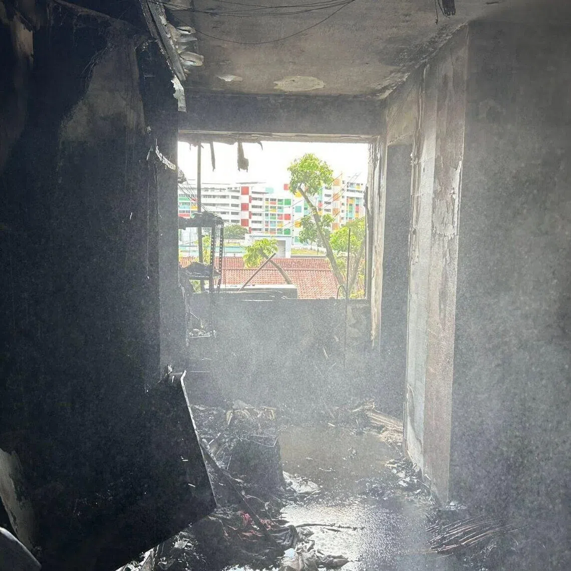 The fire involved a bedroom on the fifth floor of a flat in Yishun.