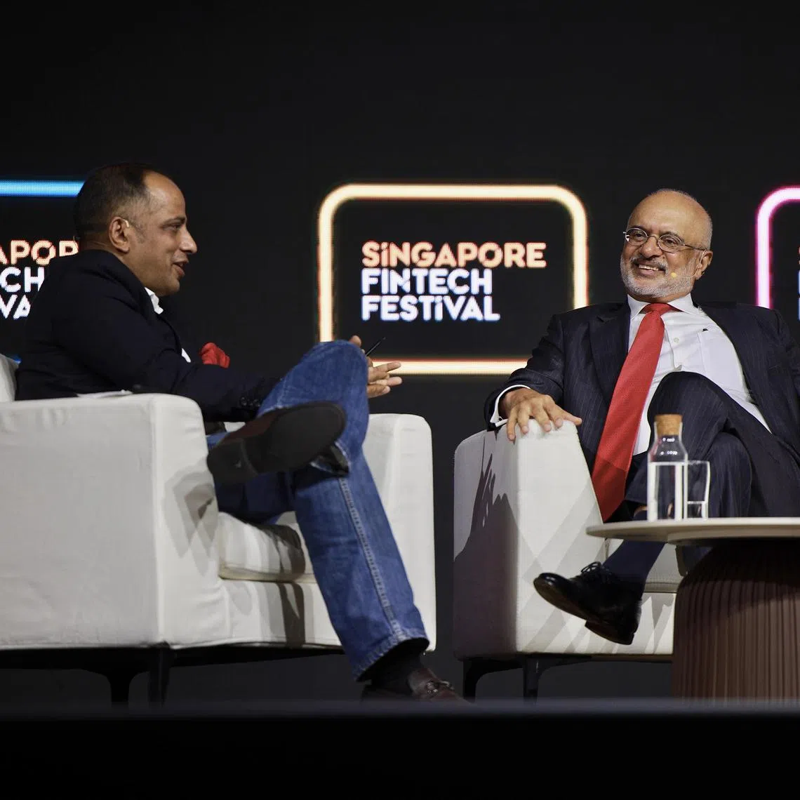 papiyush07 - (from left to right) Monetary Authority of Singapore chief fintech officer Sopnendu Mohanty and DBS chief executive Piyush Gupta. Credit: DBS