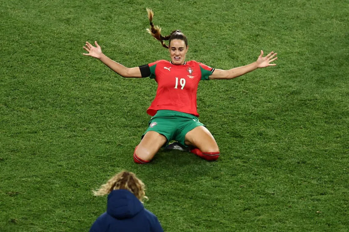 Soccer Football - UEFA Women's Euro 2025 - Group B - Portugal v Italy - Stade de Geneve, Geneva, Switzerland - July 7, 2025 Portugal's Diana Gomes celebrates scoring their first goal REUTERS/Stephane Mahe TPX IMAGES OF THE DAY