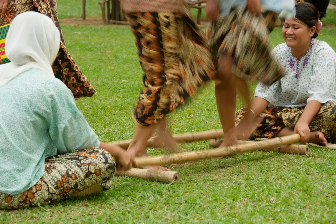Guests can experience traditional activities such as tarian buloh, or bamboo pole dancing.