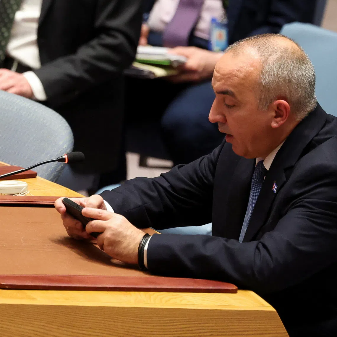 Cuba's Permanent Representative to the United Nations, Ernesto Soberon Guzman speaks during a UN Security Council meeting at the United Nations headquarters in New York, U.S., January 5, 2026. REUTERS/Brendan McDermid/File Photo