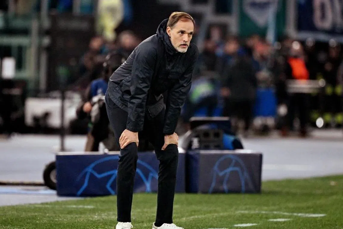 Soccer Football - Champions League - Lazio v Bayern Munich - Stadio Olimpico, Rome, Italy - February 14, 2024 Bayern Munich coach Thomas Tuchel reacts REUTERS/Alberto Lingria