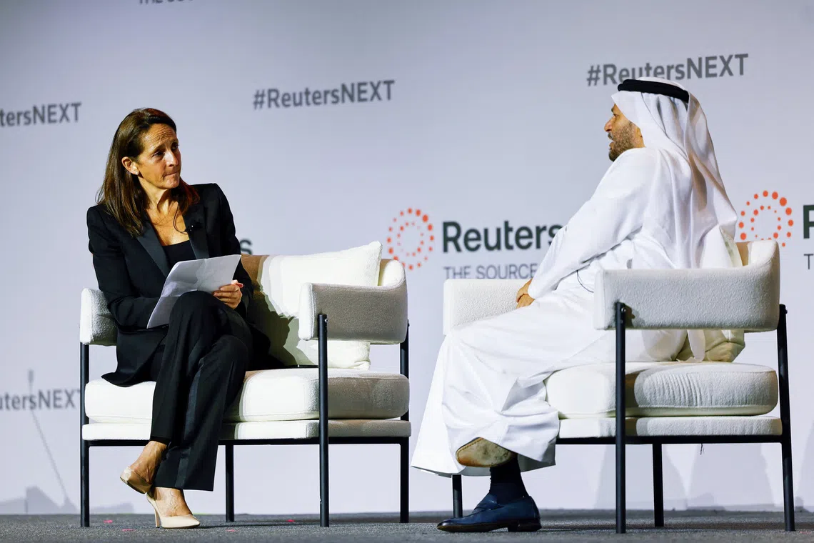 Diplomatic advisor to the United Arab Emirates President Anwar Gargash speaks with Reuters Editor-in-Chief Alessandra Galloni at the Reuters NEXT Gulf Summit, in Abu Dhabi, United Arab Emirates, October 22, 2025. REUTERS/Rula Rouhana