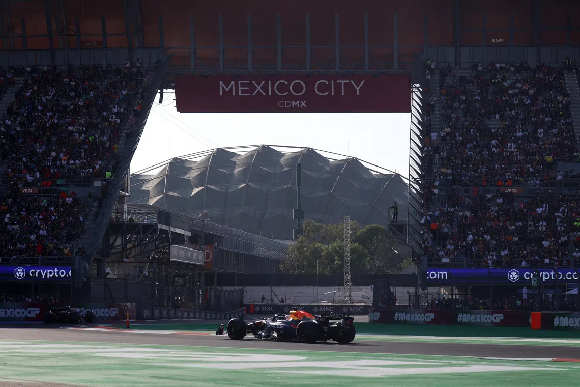 Formula One F1 - Mexico City Grand Prix - Autodromo Hermanos Rodriguez, Mexico City, Mexico - October 25, 2024 General view of Red Bull's Max Verstappen during practice REUTERS/Raquel Cunha