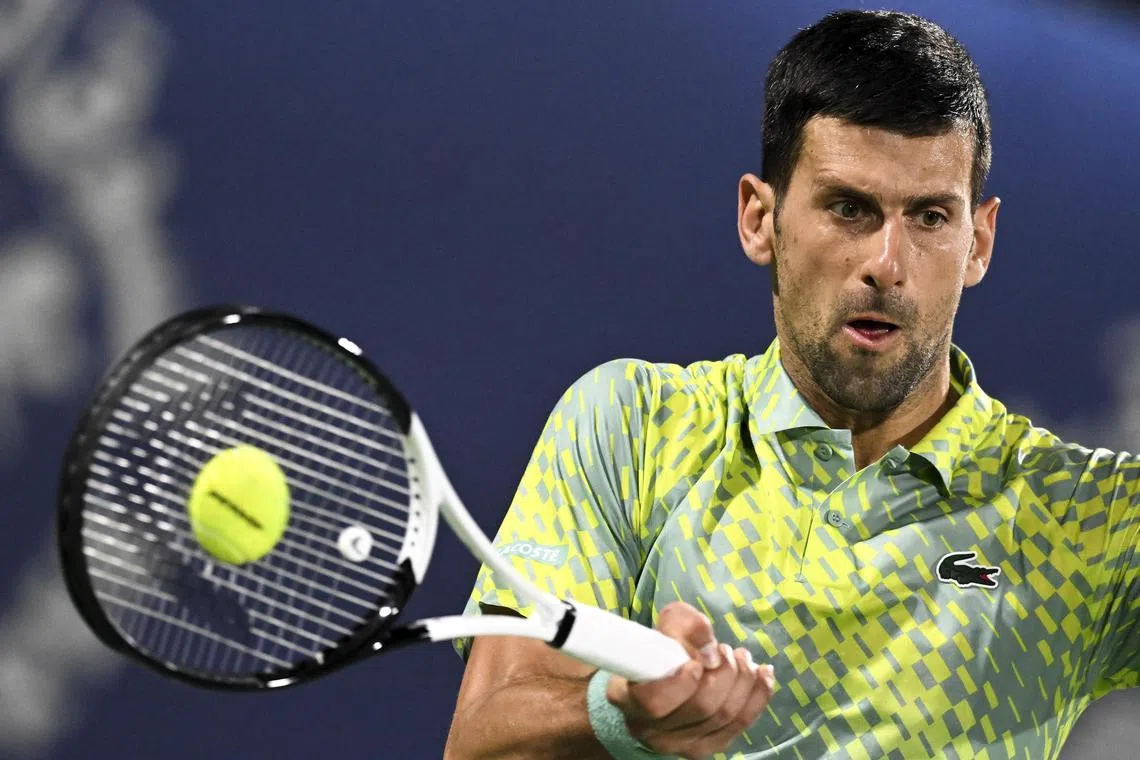 Serbia's Novak Djokovic in action against Tallon Griekspoor of the Netherlands.