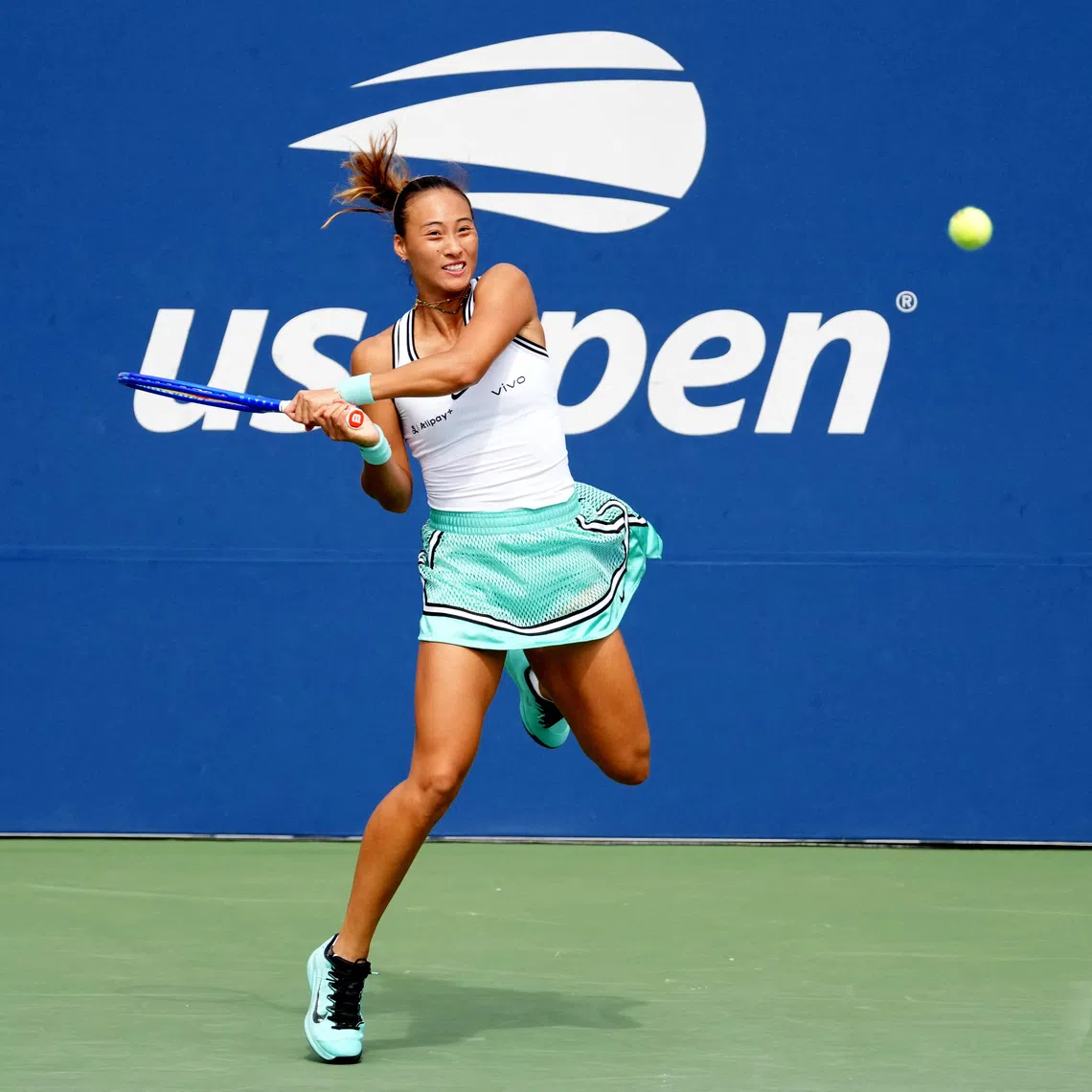 Tennis - U.S. Open - Flushing Meadows, New York, United States - September 5, 2026 China's Qinwen Zheng in action during her third round match against Madison Keys of the U.S. IMAGN IMAGES via Reuters/Jerry Lai