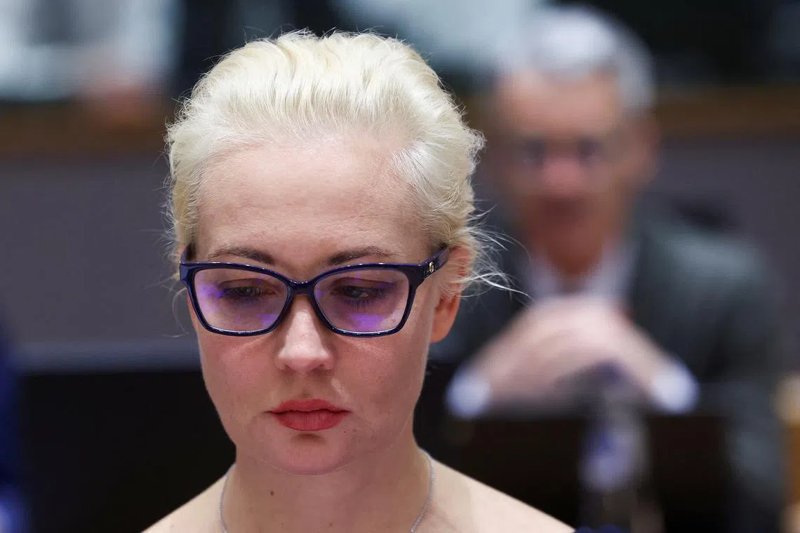 Yulia Navalnaya, the widow of Alexei Navalny, takes part in a meeting of European Union foreign ministers in Brussels, Belgium February 19, 2024. REUTERS/Yves Herman/Pool