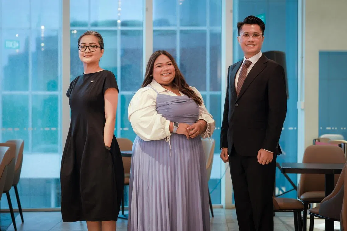 President’s Challenge Fellows (from left) FyreFlyz founder Lovelynne Chong, preschool teacher Nor Natasha Binte Samian, and PCF Sparkletots Preschool teacher Muhamad Shahril Bin Samri on Oct 25.