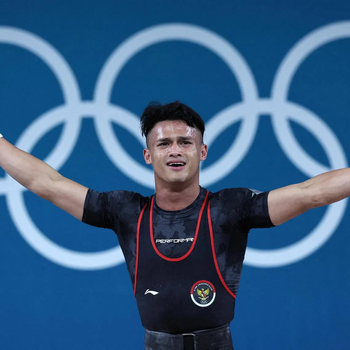 Rizki Juniansyah of Indonesia during the Paris Olympics.