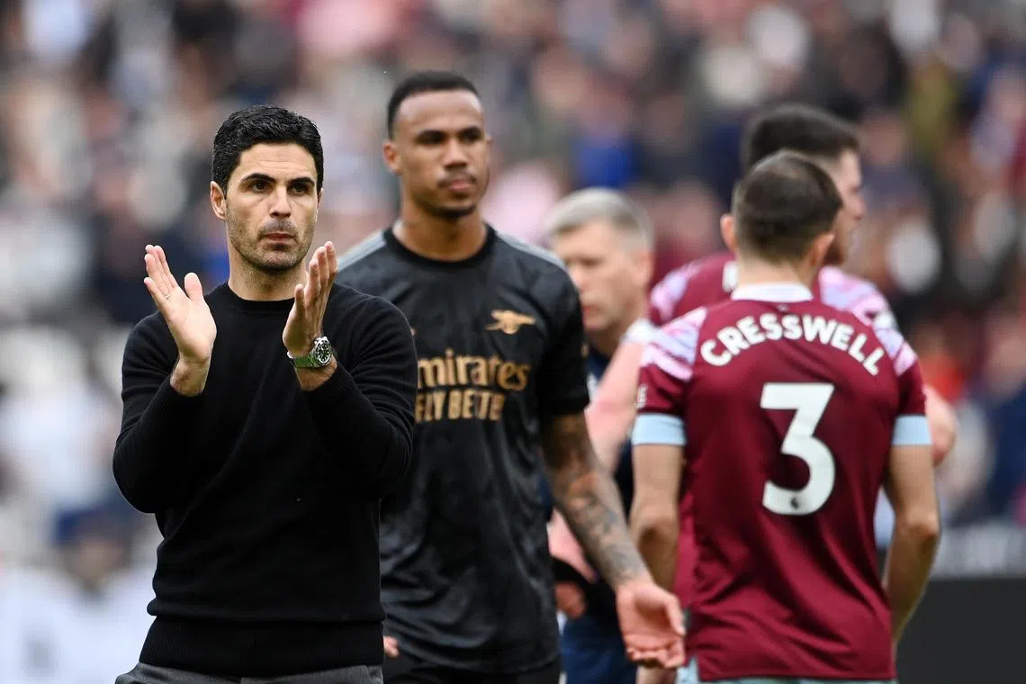Arsenal manager Mikel Arteta reacts following his side's 2-2 draw with West Ham.