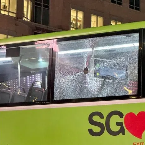 Quztaza Kamarudin's alleged act in Orchard Road on July 5 left a hole in the window of the SMRT service 190 bus and caused injury to a passenger.