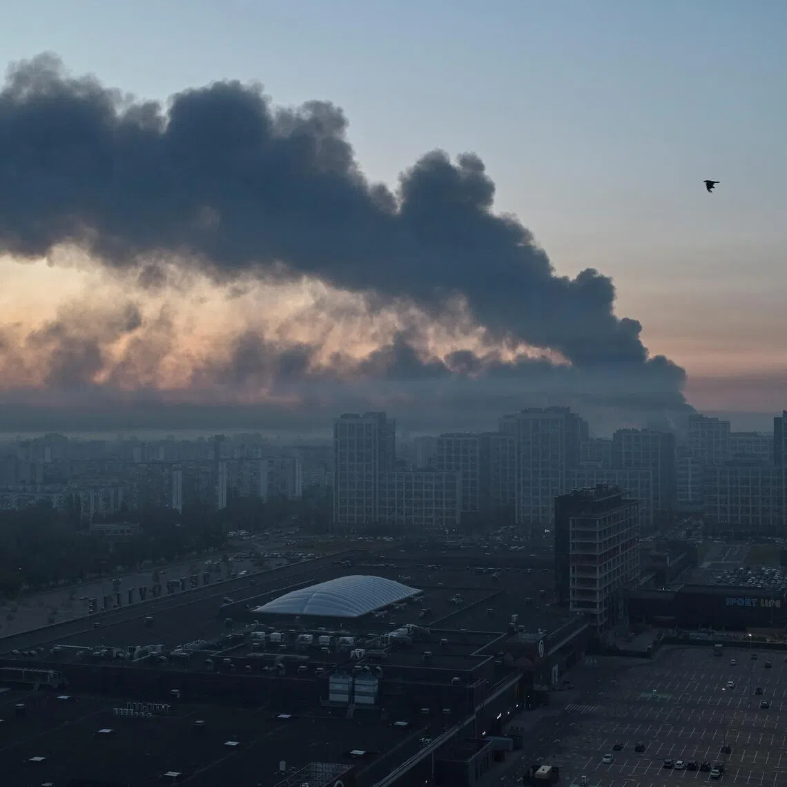 Smoke rises in the city after a Russian missile and drone strike, amid Russia's attack on Ukraine, in Kyiv, Ukraine July 2.