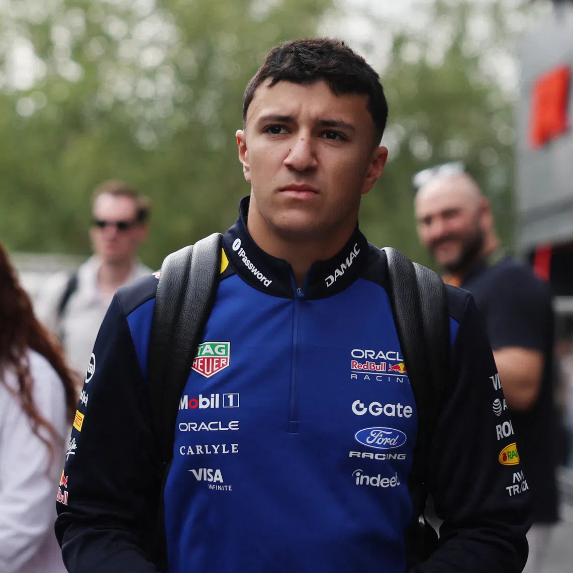 Formula One F1 - Belgian Grand Prix - Circuit de Spa-Francorchamps, Stavelot, Belgium - July 18, 2026 Red Bull's Isack Hadjar arrives ahead of practice and qualifying REUTERS/Jakub Porzycki