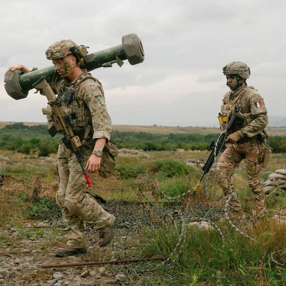 French troops with an anti-tank system taking part in a NATO exercise in Romania on Aug 18.