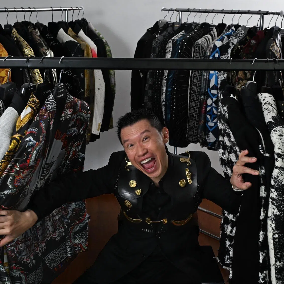 Law professor and collector of luxury jackets David Tan with some of the 80 of his 300 jackets that his donating to the National Museum, which plans to stage an exhibition of some of these jackets in 2027, photographed before the archival specialists arrived at his home to collect the jackets on Feb 24, 2026.