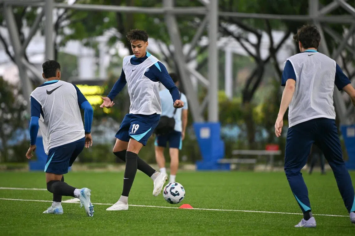 Ilhan Fandi during the national team training at Kallang Football Hub on Mar 19, 2025.