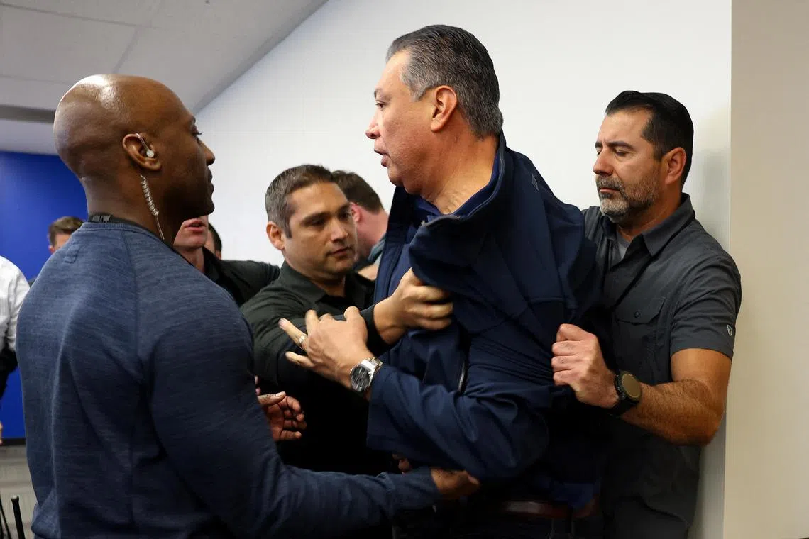 US Senator Alex Padilla said he was forced to the ground and handcuffed by security, after trying to ask a question at a June 12 press briefing by Homeland Security Secretary Kristi Noem.