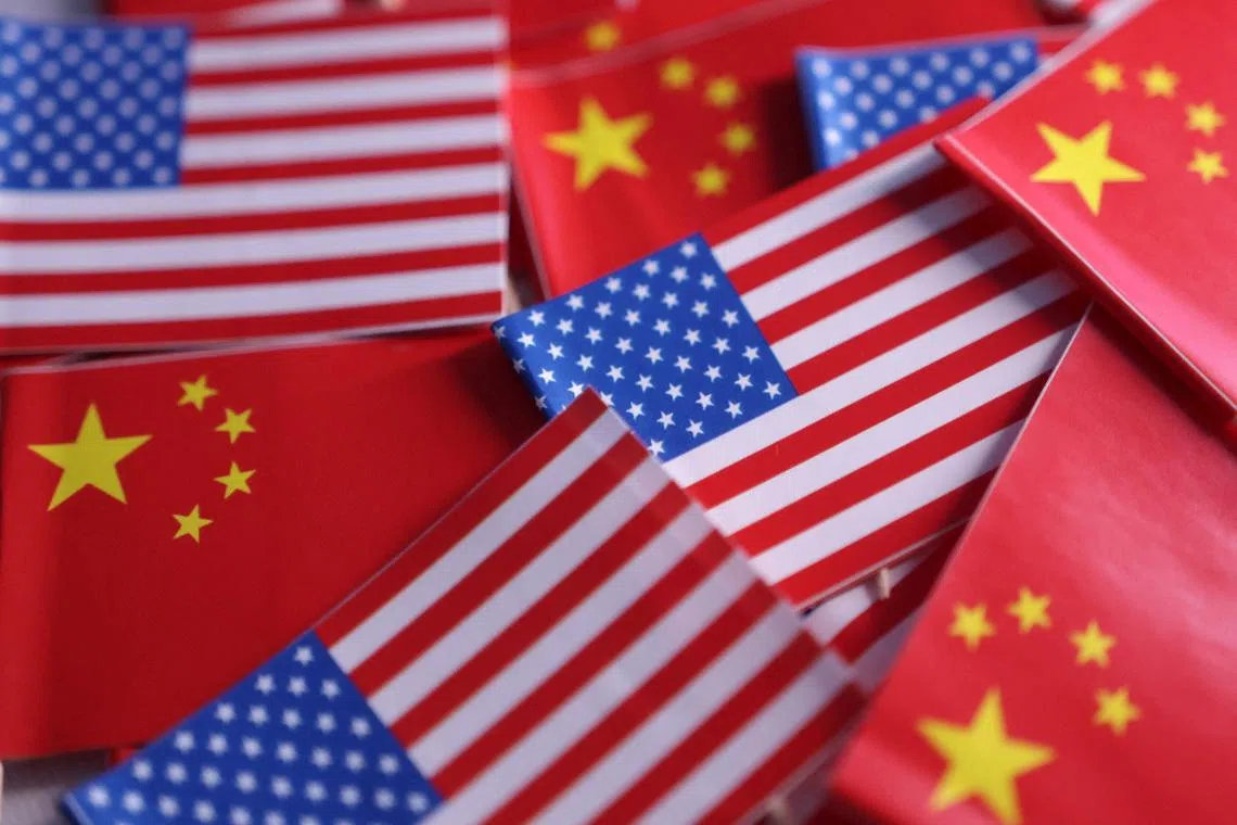 U.S. and Chinese flags are seen in this illustration taken March 20, 2025.
