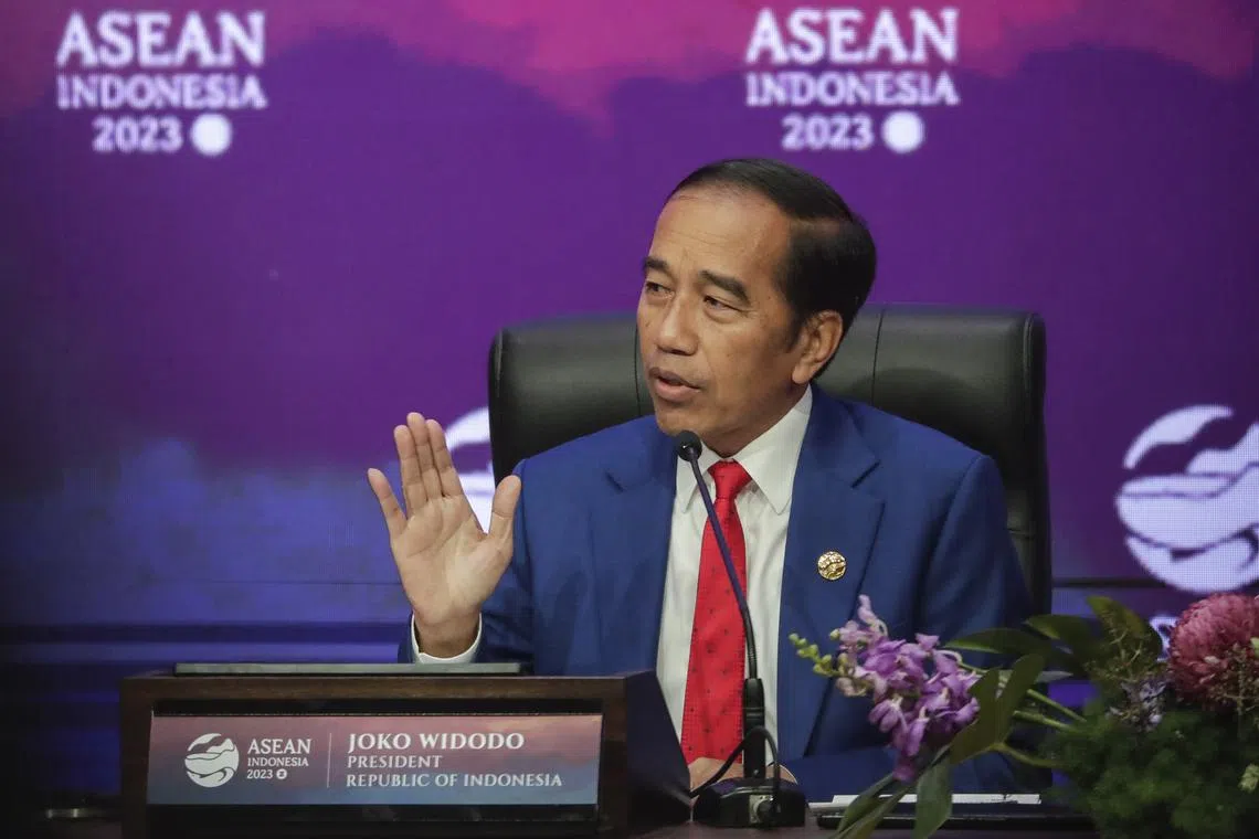 Indonesian President Joko Widodo urged leaders not to “be dragged by currents of rivalry” amid rising geopolitical tensions.