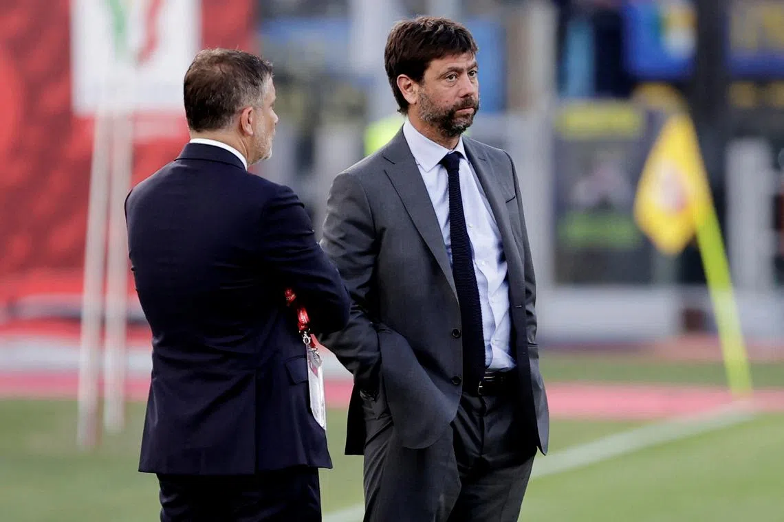 Andrea Agnelli (right) stepped down in his role as Juventus president in late 2022.