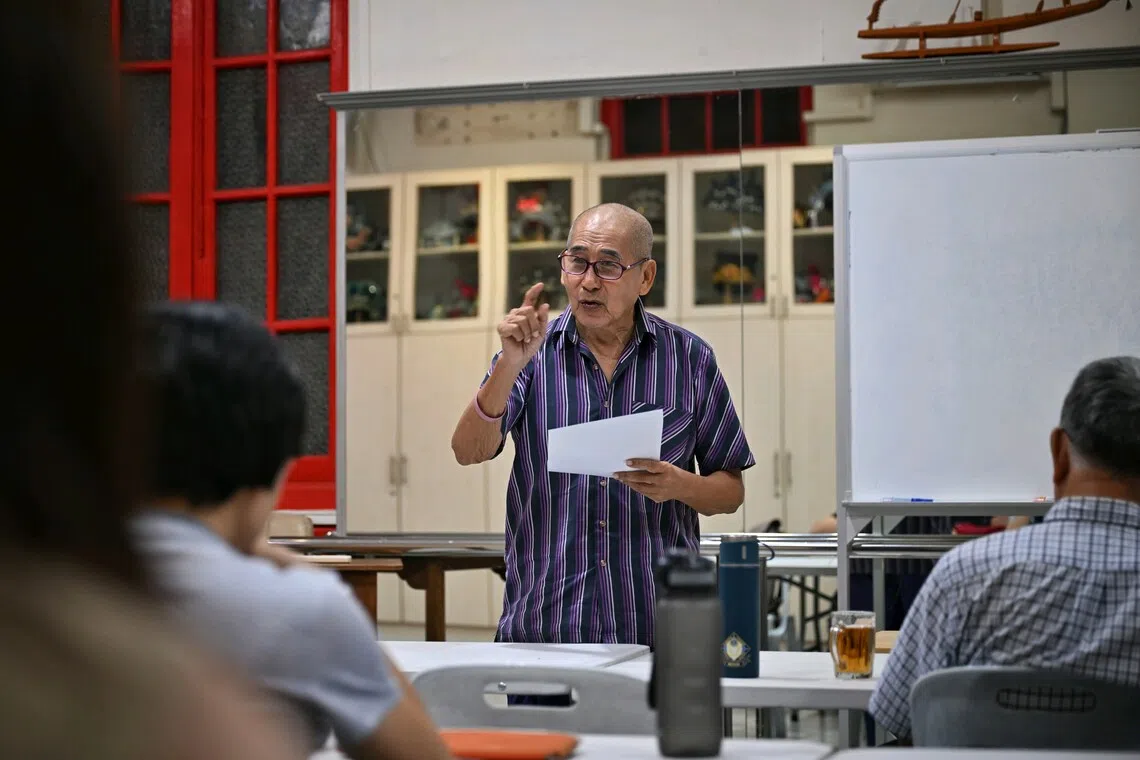 Cantonese class in Kong Chow Wui Koon, with teacher Henry Lau and his students, on Aug 31.