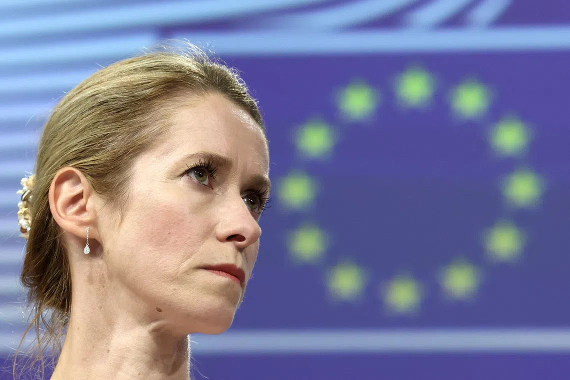 The European Commission's High Representative for Foreign Affairs Kaja Kallas attends a press conference in Brussels, Belgium September 17, 2025  REUTERS/Yves Herman