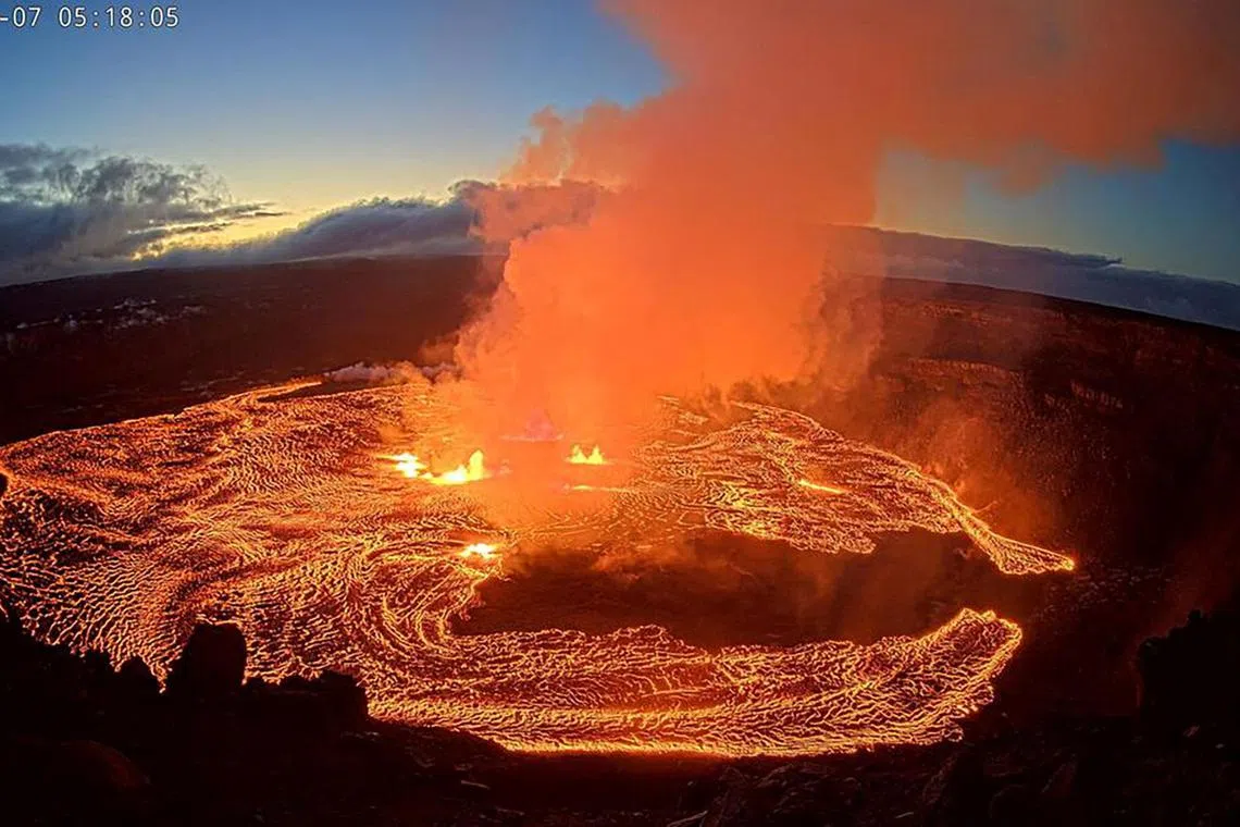 Kilauea erupting from the Halemaumau summit crater in Hawaii on June 7, 2023.
