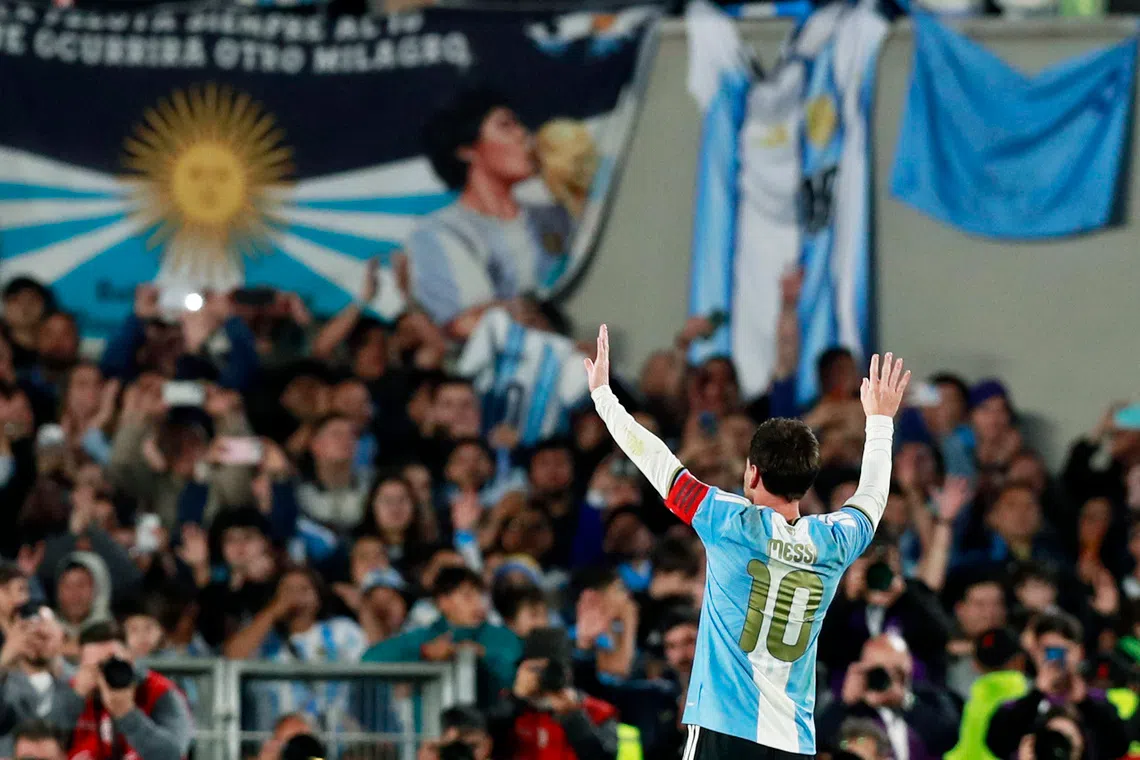 Soccer Football - International Friendly - Argentina v Benin - Estadio Monumental, Buenos Aires, Argentina - October 6, 2026 Argentina's Lionel Messi celebrates scoring their third goal REUTERS/Matias Baglietto
