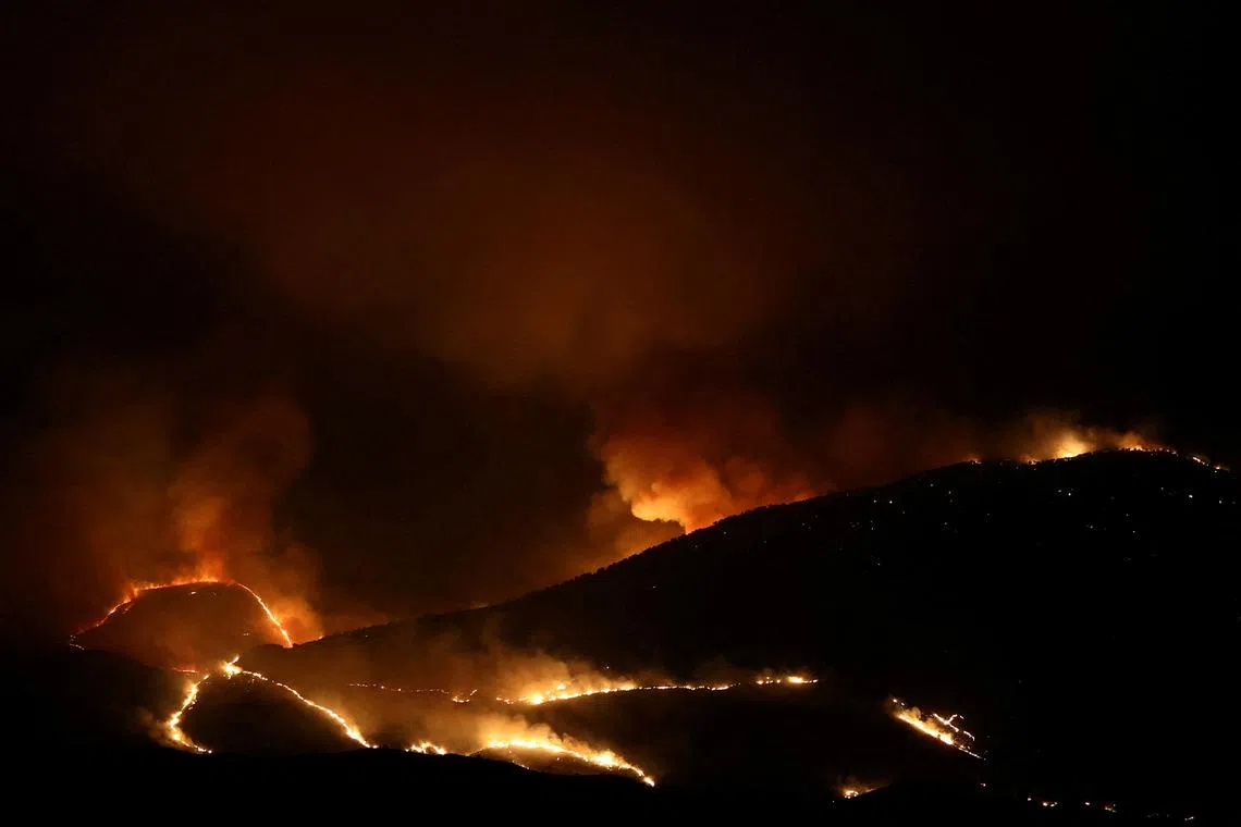 Wildfire in Kalas, Delvina, Albania, on July 27, 2025. 