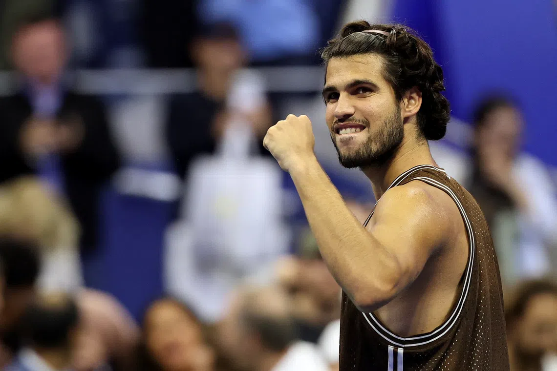 Tennis - U.S. Open - Flushing Meadows, New York, United States - September 2, 2026 Spain's Carlos Alcaraz celebrates winning his second round match against Portugal's Jaime Faria REUTERS