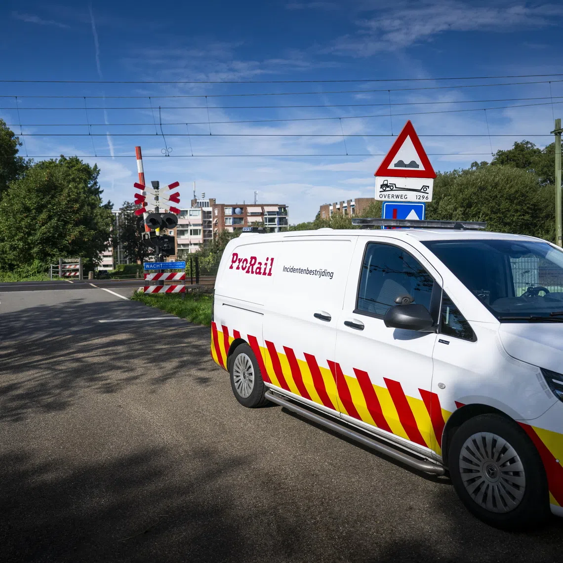 Railway employees and police operate along the tracks in Meppel, Netherlands, on Sept 15. Rail travel in large parts of the country ground to a halt following suspected sabotage.