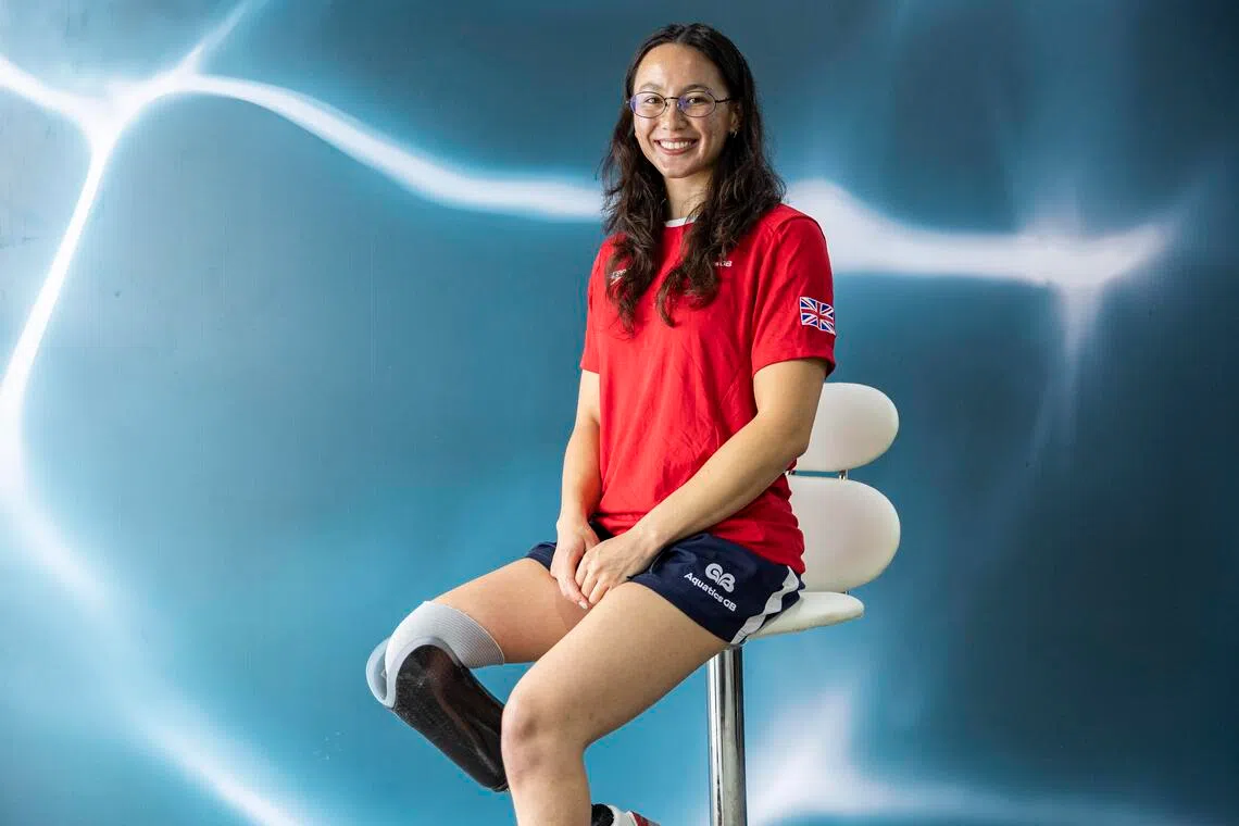 ST20250920_202540800578/kkpara20/Brian Teo/Kimberly Kwek MR/Profile of British paralympic swimmer Alice Tai at the Toyota World Para Swimming Championships press conference outside the OCBC Aquatic Centre on Sept 20, 2025. ST PHOTO: BRIAN TEO