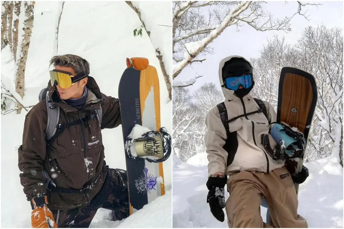 Nicholas Tse (left) hit the slopes snowboarding with his 17-year-old son Lucas in Niseko, Japan, over the Christmas season in 2024.